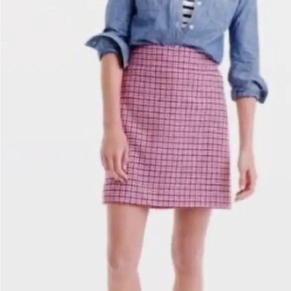 J. Crew Red and Navy Wool Houndstooth Skirt size 12 - Picture 7 of 7